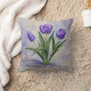 Purple Tulips Throw Pillow