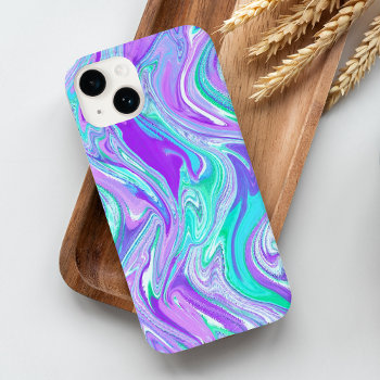 Purple Turquoise Abstract Twist Case-mate Iphone 14 Case by MegaCase at Zazzle