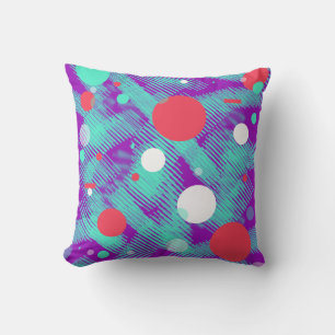 Purple, turquoise and coral abstract throw pillow