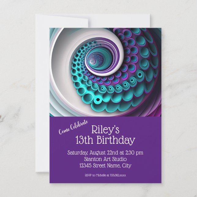 Purple Turquoise Birthday Party Template (Front)