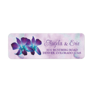 Purple Turquoise Blue Dendrobium Orchid Wedding Label