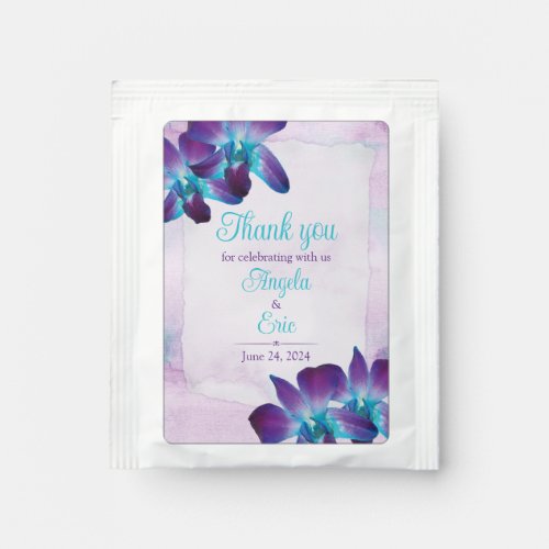 Purple Turquoise Blue Dendrobium Orchid Wedding Tea Bag Drink Mix