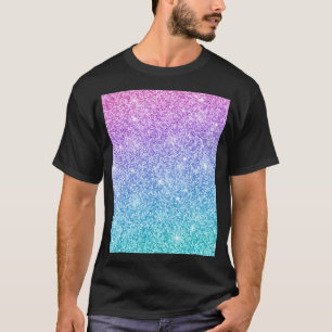 Purple Turquoise Blue Glitter Ombre T-Shirt