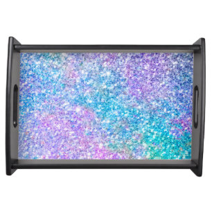 Purple & Turquoise Blue Glitter Print Serving Tray