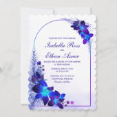 Purple Turquoise Blue Orchid Wedding Invitation (Front)