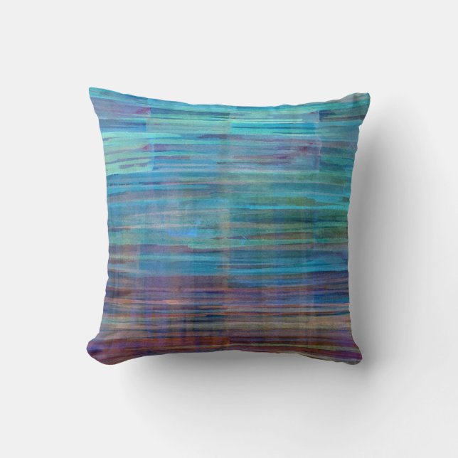 Purple Turquoise Blue Outdoor Pillow (Front)