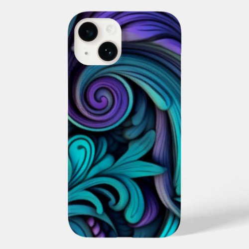 Purple Turquoise Bold Elegant Stylish Abstract Case_Mate iPhone 14 Case