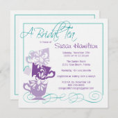 Purple & Turquoise Bridal Shower Invitation - Tea (Front/Back)