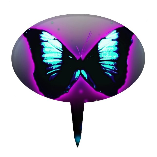 Purple Turquoise Butterfly Cake Topper (Front)