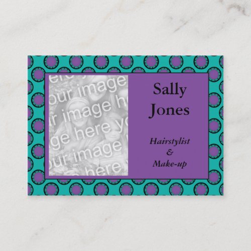 purple turquoise circles photo frame business card templates