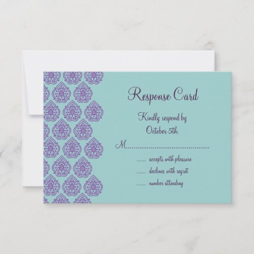 PurpleTurquoise Damask RSVP