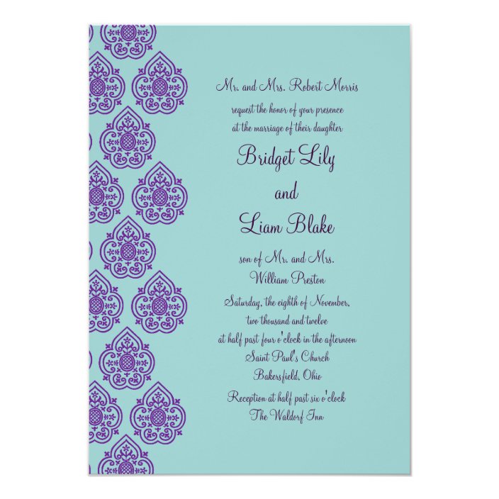 Purple And Turquoise Wedding Invitations Unconventional
