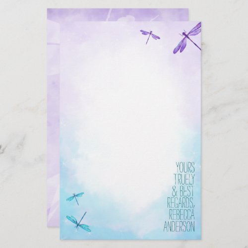 Purple Turquoise Dragonflies Personal Stationary
