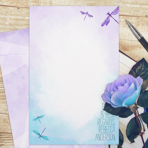 Purple Turquoise Dragonflies Personal Stationary