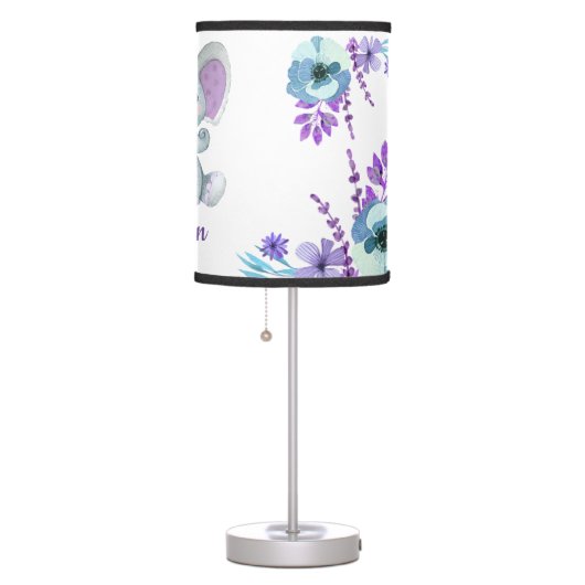 Purple turquoise elephant girl Lamp, Table Lamp (Right)