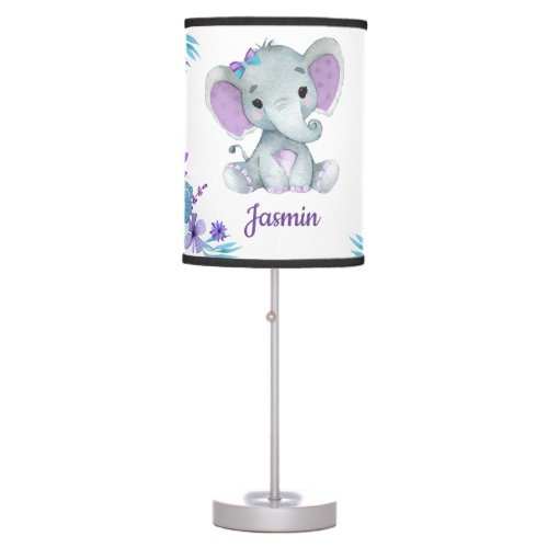 Purple turquoise elephant girl Lamp Table Lamp