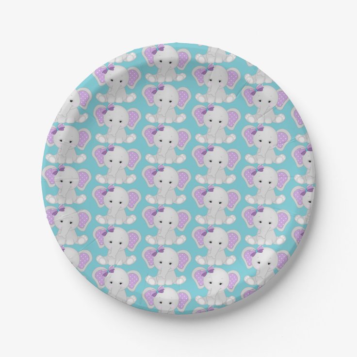 Purple Turquoise Elephant Paper Plates | Zazzle