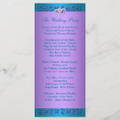 Purple, Turquoise Floral Hearts Wedding Program (Back)