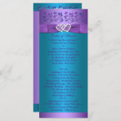 Purple, Turquoise Floral Hearts Wedding Program (Front/Back)