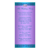 Purple, Turquoise Floral Hearts Wedding Program 2 (Back)