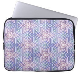 Purple &amp; Turquoise Geometric Star Maze Pattern Laptop Sleeve