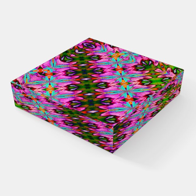 Purple Turquoise Green Abstract Art Design Paperweight (Angled)