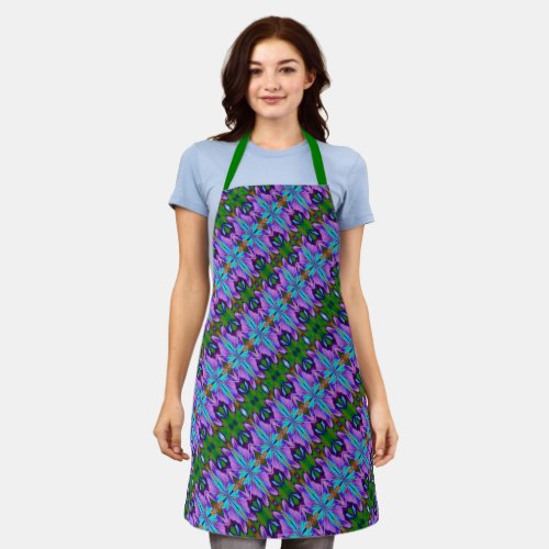 Purple Turquoise Green Abstract Design Apron