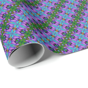 Purple Turquoise Green Abstract Design   Wrapping Paper