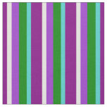 [ Thumbnail: Purple, Turquoise, Green, Orchid & Yellow Lines Fabric ]