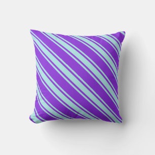 Purple & Turquoise Lined/Striped Pattern Pillow