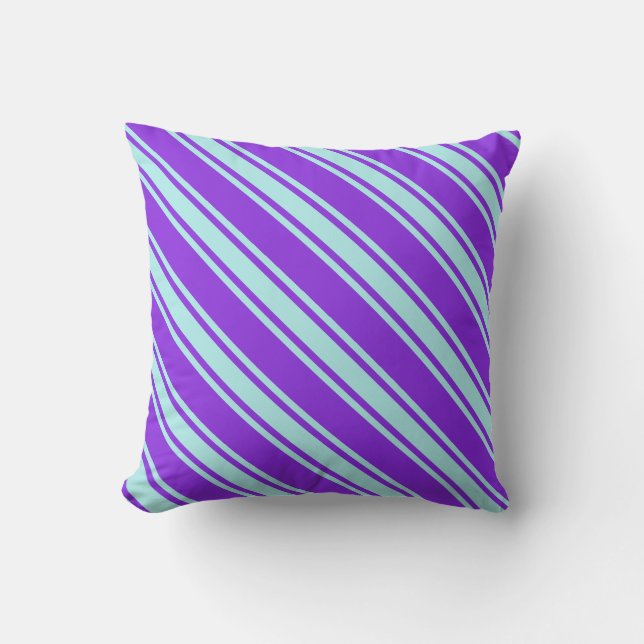 Purple & Turquoise Lined/Striped Pattern Pillow (Front)
