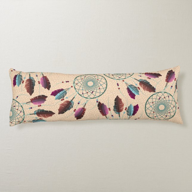 Purple Turquoise Native American Dream Catchers Body Pillow (Back)