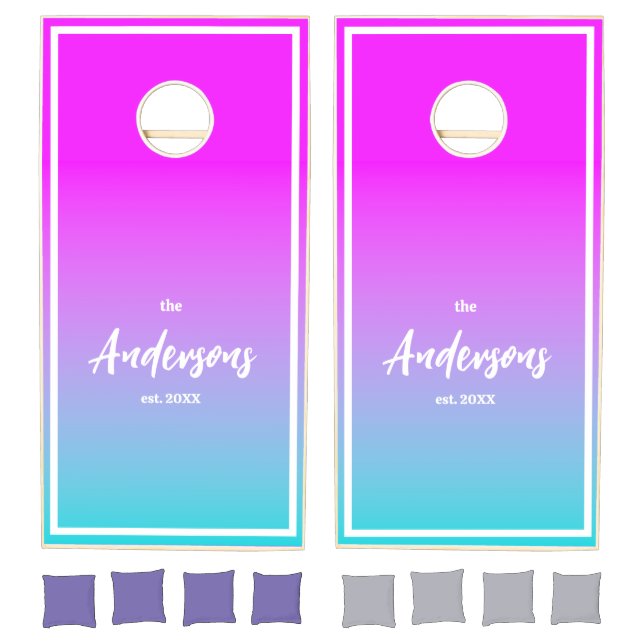 Purple Turquoise Ombre Gradient Cornhole Set (Set)
