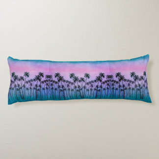 Purple-turquoise Palmtrees Body Pillow