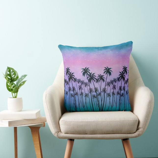Purple-turquoise Palmtrees Pillow (Chair)