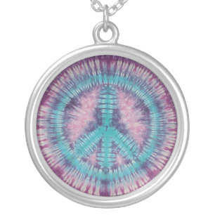 Purple & Turquoise Peace Sign Necklace
