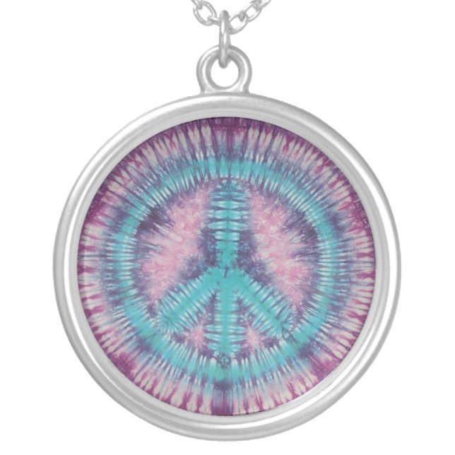 Purple & Turquoise Peace Sign Necklace (Front)