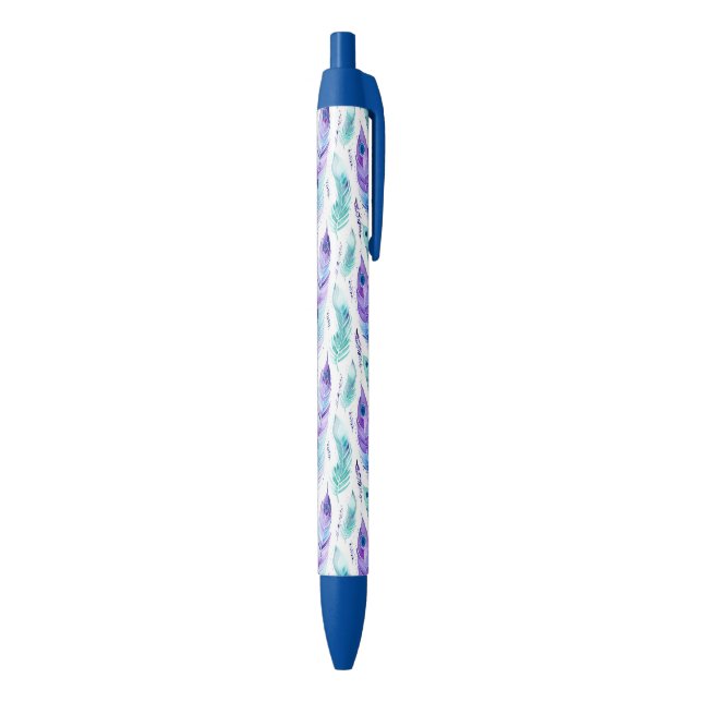 Purple Turquoise Peacock Feathers Pen (Bottom (Vertical))