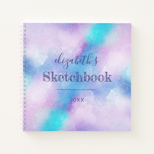 Purple Turquoise Personalized Artists Sketchbook Notebook