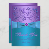 Purple, Turquoise Thank You Card - Invite Style (Front/Back)