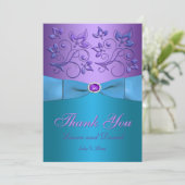 Purple, Turquoise Thank You Card - Invite Style (Standing Front)