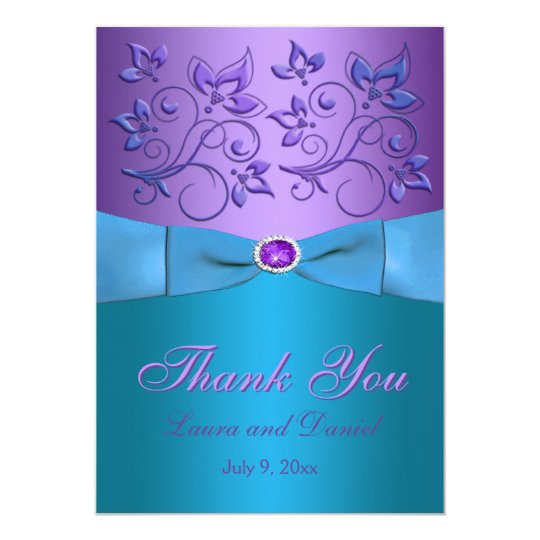 Purple Turquoise Thank You Card Invite Style Zazzle Purple Turquoise Thank You Card Invite Style