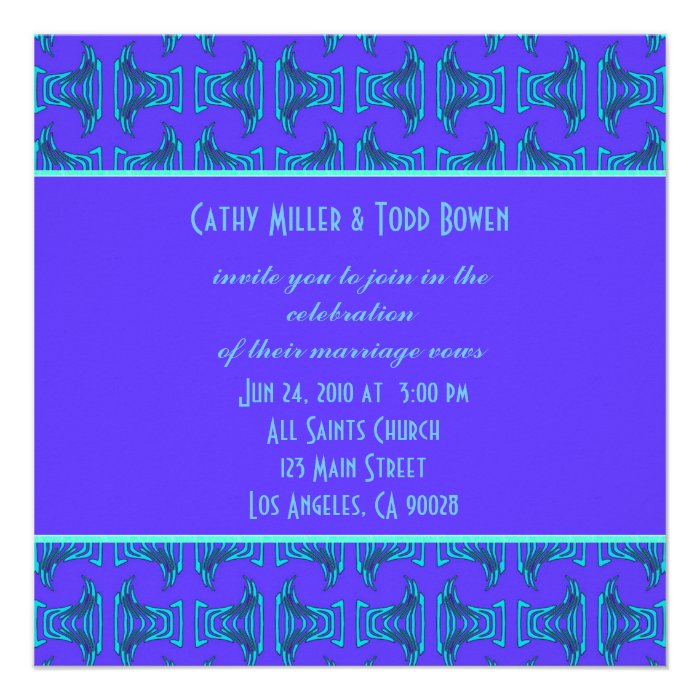 Purple Turquoise Tiki Wedding Invite