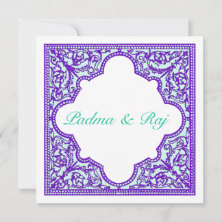 Purple Turquoise Vintage Frame Wedding Invitation