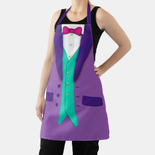 Purple Tuxedo Red Tie and Teal Vest Apron