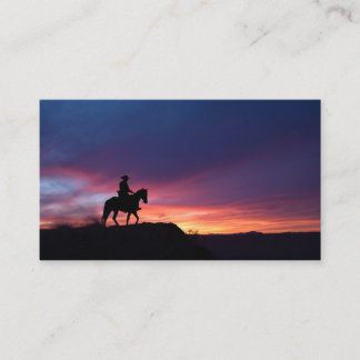 Purple Twilight Western Cowboy Silhouette Art Business Card