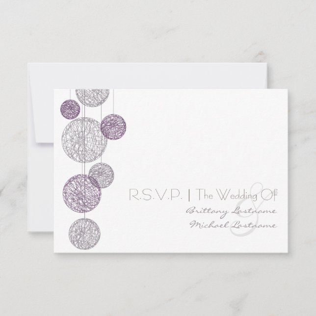 Purple Twine Globes Wedding R.S.V.P. RSVP Card (Front)