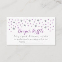 Purple Twinkle Star Diaper Raffle Tickets Enclosure Card