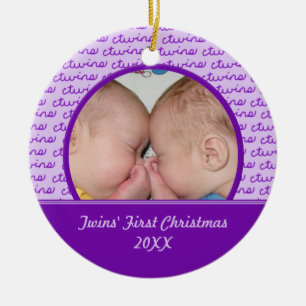 Purple Twins First Christmas Photo Ornament