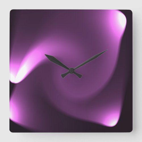 Purple Twirl Lights Square Wall Clock